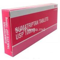Sumatriptan Tablets USP 100mg, 1 x 6 tablets, Sava, box side presentation