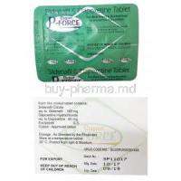 Super P Force, Sildenafil /Dapoxetine, box and blister pack back presentation