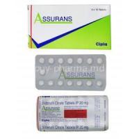 Assurans, Generic Revatio, Sildenafil 20 mg Tablet (Cipla) Box, sheet, sheet information