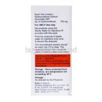 Hycort-100, Hydrocortisone Sodium Succinate Injection IP 100mg, box side presentation with information