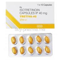 Tretiva-40, Isotretinoin capsules IP 40mg, box and blister pack presentation