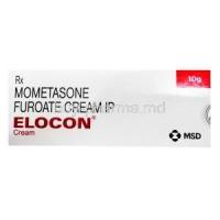 Elocon cream, Mometasone Furoate 10g, MSD, box front presentation