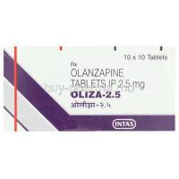 Generic Zyprexa, Oliza, Olanzapine 2.5 mg box