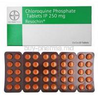 Resochin Chloroquine 250mg box and tablet