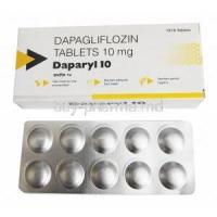 Daparyl, Dapagliflozin 10mg box and tablet