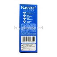 Nasivion Nasal Solution, Oxymetazoline Hydrochloride 0.01% 10ml box side