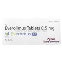 Everomus 0.5, Everolimus 0.5mg, Zydus Cadila, Box front view