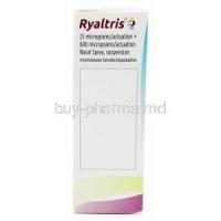 Ryaltris Nasal Spray, Mometasone 25mcg, Olopatadine 600mcg, Nasal spray, Glenmark, Box information, contents