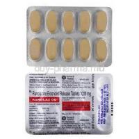 Ranolaz OD, Ranolazine 1000 mg, Torrent Pharma, Blisteroack front and back view