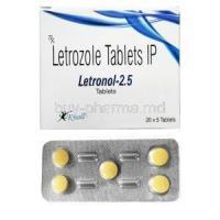 Letronol, Letrozole 2.5mg, 5tablets, Knoll Pharmaceuticals Ltd, Box, Blisterpack