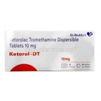 Ketorol DT, Ketorolac 10mg, Dispersible Tablet, Dr.Reddy's Lab, Box front view
