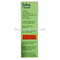 Soha Liquigel, Sodium Hyaluronate 0.18% w/v, Eye Drops (Gel) 10mL, Sun pharma, Box information, Contents, warning