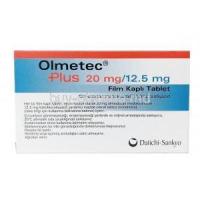 Olmetec Plus,Olmesartan 20 mg, Hydrochlorothiazide 12.5 mg, Tablet, Daiichi-Sankyo, Box information, Dosage