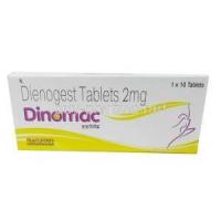 Dinomac, Dienogest 2mg,Tablet,Macleods Pharmaceuticals Pvt Ltd, Box front view