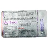 Actiheal, Bromelain 90 mg / Trypsin 48 mg / Rutoside 100 mg, Macleods Pharmaceuticals Pvt Ltd, blister pack back presentation