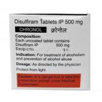 Chronol, Disulfiram 500mg, Pravin Pharma,Box information, Caution