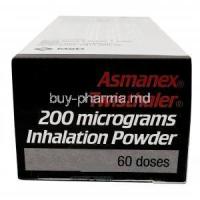 Asmanex Twisthaler, Mometasone Furoate 200 mcg, Inhaler (Twisthaler) 60 MD,MSD, Box bottom view information