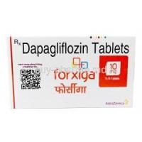 Forxiga, Dapagliflozin 10mg, 98 tablets, AstraZeneca, Box front view