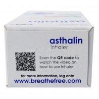 Asthalin Inhaler CFC Free, Salbutamol 100mcg,Inhaler 200 MD, Box top view