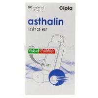 Asthalin Inhaler CFC Free, Salbutamol 100mcg,Inhaler 200 MD, Box information, Dose counter
