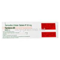 Tamtero 20, Tamoxifen 20mg, Hetero Drugs Ltd, Box information, warning
