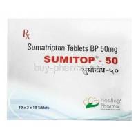 Sumitop, Sumatriptan 50 mg, Healing Pharma, Box side view