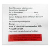 Sumitop, Sumatriptan 50 mg, Healing Pharma, Box information, Caution