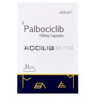 Adcilib, Palbociclib 100mg, 21capsules,Adley Formulations, Box front view