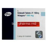 Viagra, Sildenafil 100 mg, Pfizer, Box front view
