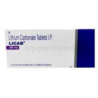 Licab, Lithium Carbonate 300 mg,Torrent Pharma, Box front view-1