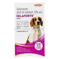 Selaforte Spot On for Medium Dogs (10.1kg to 20kg), Selamectin 120 mg/1mL, tube 1mL, SAVA Healthcare, Box front view