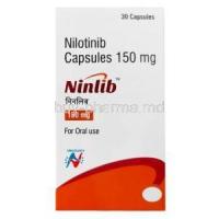 Ninlib, Nilotinib 150mg, 30capsules, Hetero Healthcare Ltd, Box front view