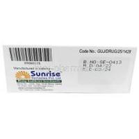 Poxet 30, Dapoxetine 30mg, Sunrise Remedies, Box information, Manufacturer, Mfg date, Exp date