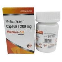 Molnuvir, Molnupiravir 200mg, 40 Capsules, Asher Pharmaceuticals, Box, Bottle