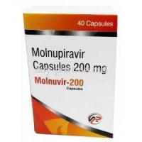 Molnuvir, Molnupiravir 200mg, 40 Capsules, Asher Pharmaceuticals, Box front  view