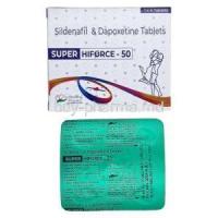 Super Hiforce, Sildenafil 50 mg/ Dapoxetine 30 mg, Healing Pharma India Pvt Ltd, Box,  Blisterpack information