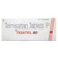 Tigatel, Telmisartan 80mg, Sun Pharmaceutical Industries, Box front view