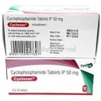 Cycloxan, Cyclophosphamide 50mg, Zydus Cadila, Box front view, information