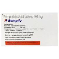 Bempify, Bempedoic acid 180mg, Lupin Ltd, Box information,Dosage, Warning