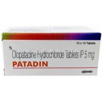 Patadin, Olopatadine 5mg, Ajanta Pharma Ltd, Box top view
