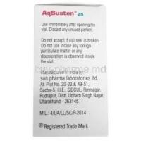 Aqsusten Injection, Progesterone 25mg, Vial 1.119mL,Sun Pharma, Box information, Manufacturer