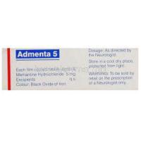Admenta, Generic  Namenda ,  Memantine 5 Mg Box Composition