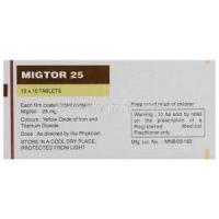 Migtor 25, Generic  Glyset,  Miglitol  Composition