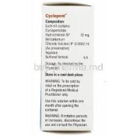 Cyclopent,  Cyclopentolate 1% 5ml Eye Drops Composition