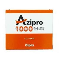 Azipro, Generic Zithromax, Azithromycin 1000 mg box
