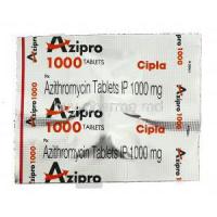Azipro, Generic Zithromax, Azithromycin 1000 mg packaging