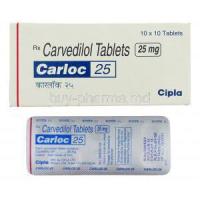 Carloc, Generic Coreg, Carvedilol  25 mg