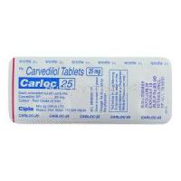 Carloc, Generic Coreg, Carvedilol  25 mg packaging