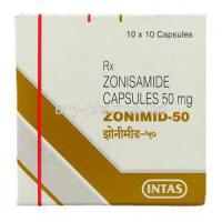 Zonimid, Generic Zonegran, Zonisamide 50 mg box