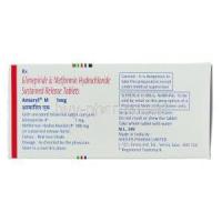 Amaryl M, Metformin 500 mg/ Glimepiride 1 mg  box information